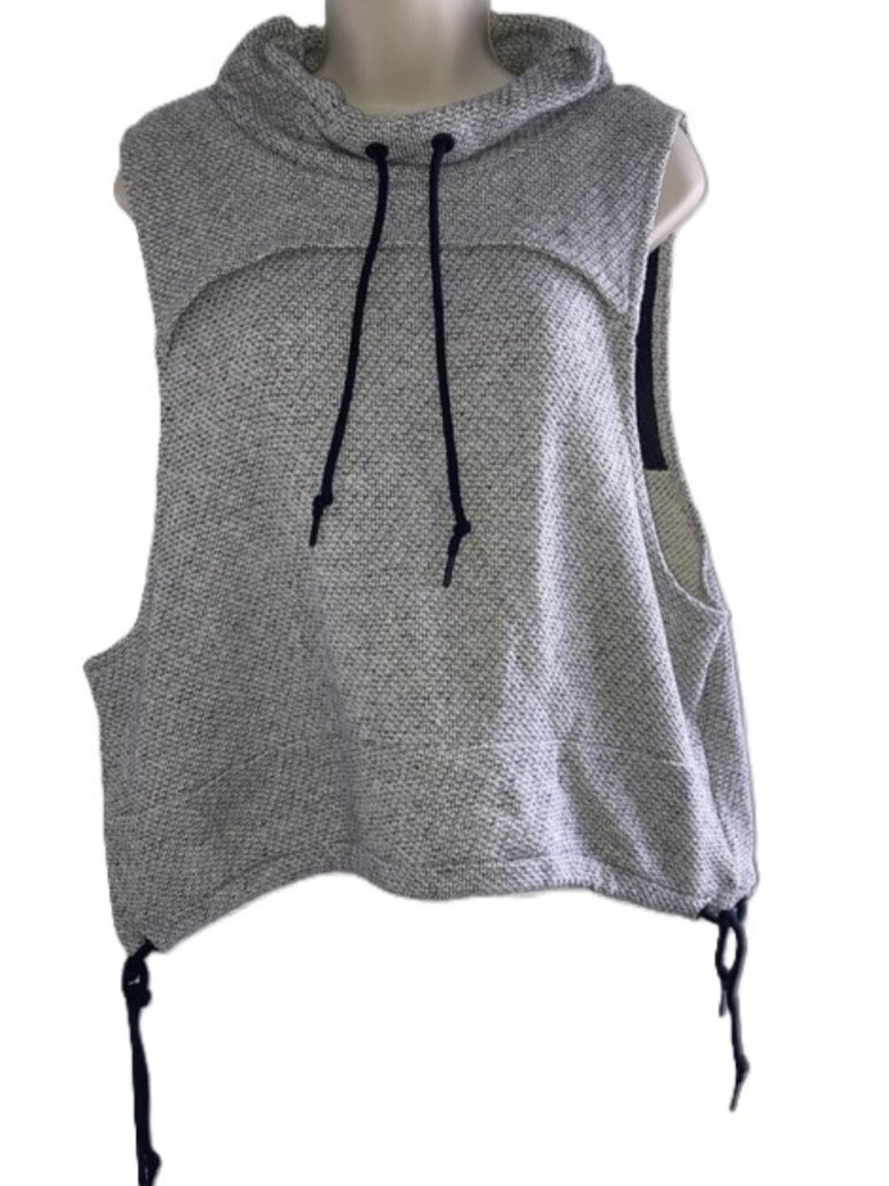 TE VERDE Heathered Gray Cowl Neck Sleeveless Drawstring Tank – Women’s Medium